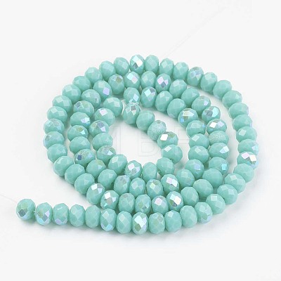 Electroplate Opaque Solid Color Glass Beads Strands EGLA-A034-P8mm-L15-1