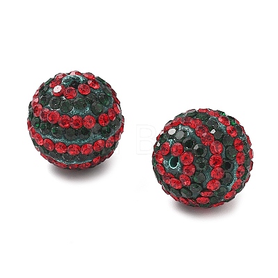 Stripe Pattern Polymer Clay Rhinestone Beads CLAY-NH0001-01-1