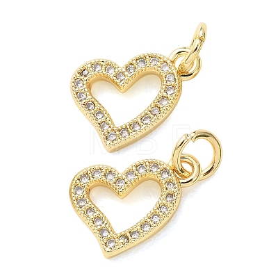 Valentine's Day Brass Micro Pave Clear Cubic Zirconia Charms CU-E003-17G-A-1