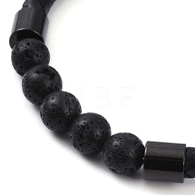 Round Natural Lava Rock Bead Bracelets BJEW-A009-08EB-03-1