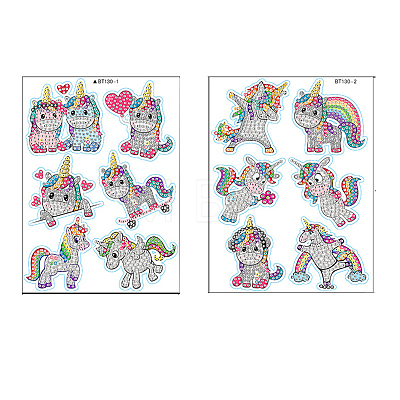 2 Sheets Rainbow Color DIY Diamond Painting Sticker Kits DIAM-PW0010-11-1