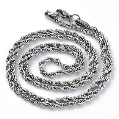 304 Stainless Steel Rope Chain Necklaces for Men Women NJEW-T012-03-66-S-01-1
