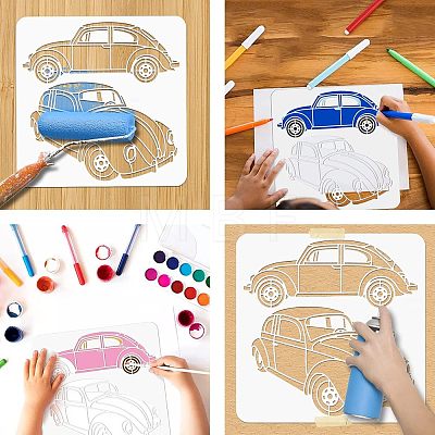 2Pcs 2 Styles PET Hollow Out Drawing Painting Stencils DIY-WH0416-0010-1