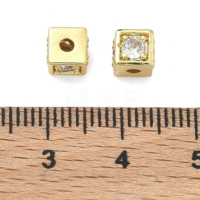 Brass Micro Pave Clear Cubic Zirconia Beads KK-D229-20G-1