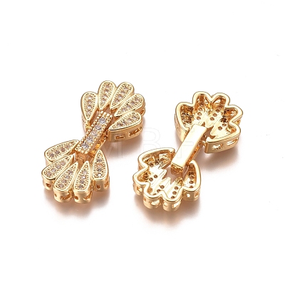 Brass Micro Pave Clear Cubic Zirconia Fold Over Clasps ZIRC-I038-34G-1