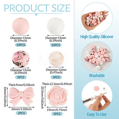 34Pcs 6 Style Silicone Beads SIL-TA0003-52-1