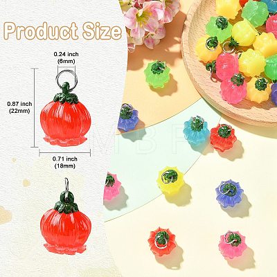 35Pcs 7 Colors Luminous Opaque Resin Pendants RESI-CJ0005-42-1