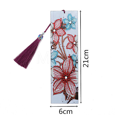 Flower Pattern DIY Diamond Painting Bookmark with Tassel Pendants Kits PW-WG7B1C1-01-1