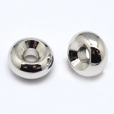 Rack Plating Brass Flat Round Spacer Beads KK-M085-11P-NR-1