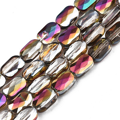 Electroplate Transparent Glass Beads Strands EGLA-N002-25-D01-1