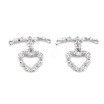 Brass Micro Pave Clear Cubic Zirconia Toggle Clasps KK-S356-580-NF-1