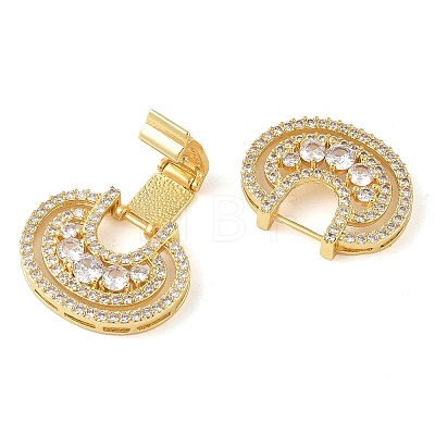 Rack Plating Brass Micro Pave Clear Cubic Zirconia Fold Over Clasps KK-S384-04G-1