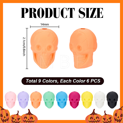 54Pcs 9 Colors Rubberized Style Opaque Acrylic Beads SACR-PH0002-38-1