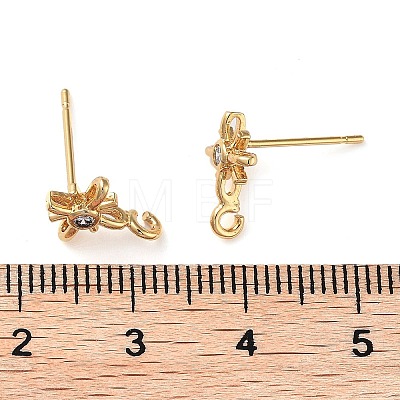 Brass Micro Pave Cubic Zirconia Studs Finding KK-K364-06G-1