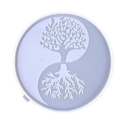 DIY Silicone Round with Yin Yang & Tree of Life Wall Decoration Molds TREE-PW0001-55A-1