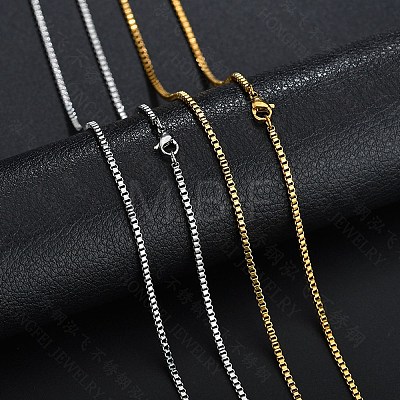 Stainless Steel Box Chain Necklace NJEW-YWC0001-02G-01-1