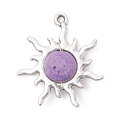 Dyed Natural Lava Rock Pendants PALLOY-JF04475-1