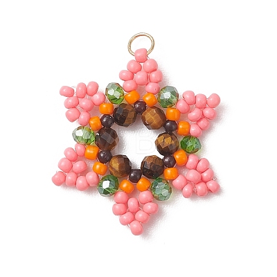 Glass Seed Beaded Pendants PALLOY-MZ01241-04-1