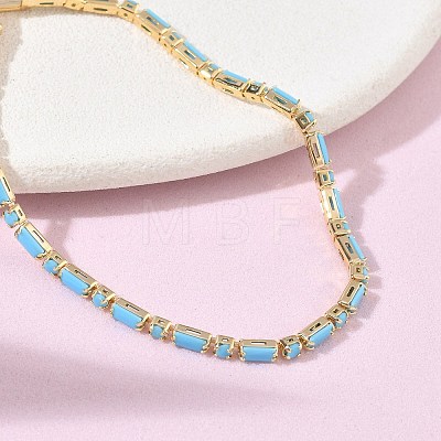Synthetic Turquoise Tennis Bracelets KK-CBA964F-01G-03-1