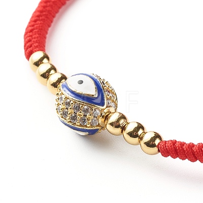 Round with Evil Eye Braided Bead Bracelet for Girl Women BJEW-JB06974-1