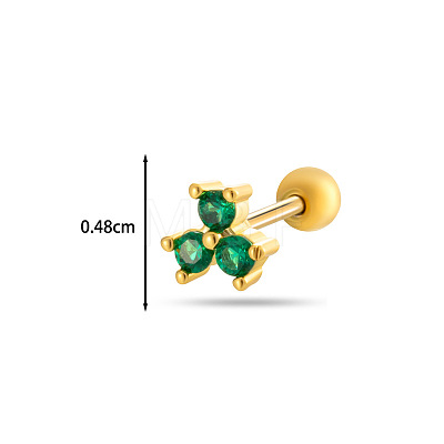 Brass Cubic Zirconia Green Clover Cartilage Earrings WGEAF95-07-1