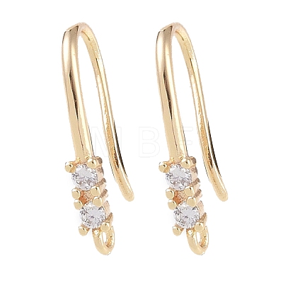 Brass Micro Pave Cubic Zirconia Earring Hooks KK-U008-12G-1