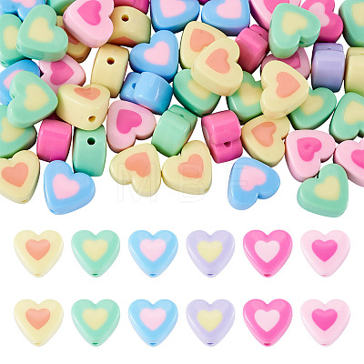 50Pcs Two Tone Opaque Acrylic Beads SACR-TA0001-67-1