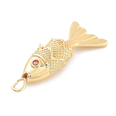 Fish Rack Plating Brass Micro Pave Cubic Zirconia Pendants KK-Z071-72A-01G-1