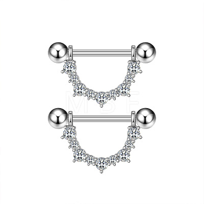 304 Stainless Steel Cubic Zirconia Nipple Stirrup WG0A897-04-1