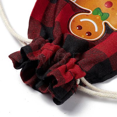 Christmas Theme Rectangle Jute Bags with Jute Cord ABAG-E006-01E-1