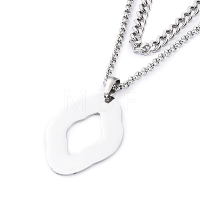 304 Stainless Steel Double Layer Necklaces NJEW-M181-05P-1