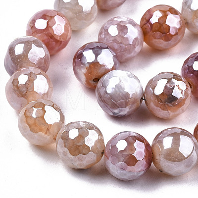 Electroplate Natural Agate Beads Strands G-T131-55-03-1
