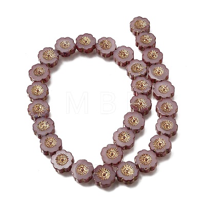 Picasso Baking Paint & Golden Metal Enlaced Glass Beads Strands GL-CBA98F0-04D-1