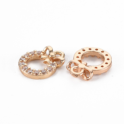 Rack Plating Brass Micro Pave Clear Cubic Zirconia Charms X-KK-T060-14-RS-1