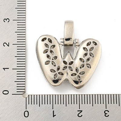 Brass Micro Pave Clear Cubic Zirconia Pendants KK-B099-01P-W-1