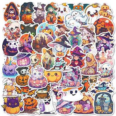 50Pcs Halloween PVC Adhesive Waterproof Stickers PW-WG3F5AA-01-1