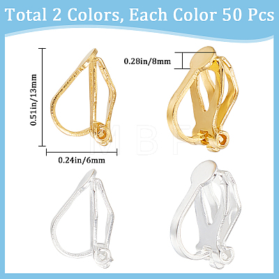 SUNNYCLUE 100Pcs 2 Colors Brass Clip-on Earring Findings KK-SC0004-17-1