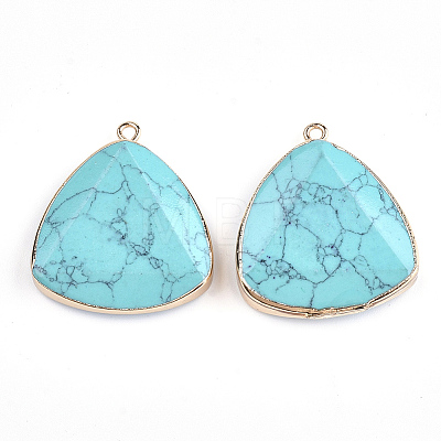 Electroplate Synthetic Turquoise Pendants X-G-S344-14D-1