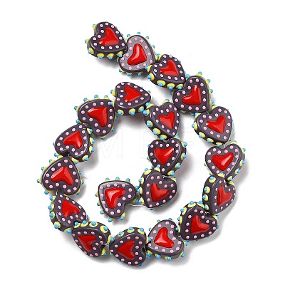 Painted Glass Beads Bumpy Beads Heart X-LAMP-V001-07A-1
