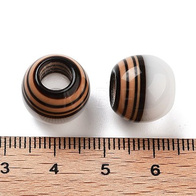 Resin Striped European Beads RESI-Z030-06B-1