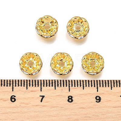 Brass Rhinestone Spacer Beads RB-A014-L8mm-01G-NF-1