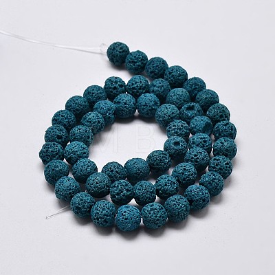 Natural Lava Rock Round Bead Strands G-I124-6mm-09-1