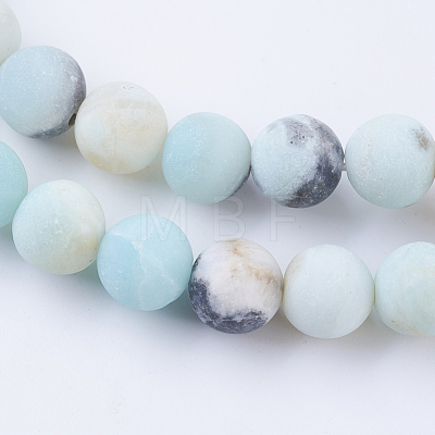 Frosted Natural Amazonite Round Bead Strands G-E334-4mm-09-1