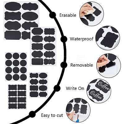 CRASPIRE 35 Sheets 5 Styles PVC Chalkboard Labels Blank Stickers STIC-CP0001-19-1