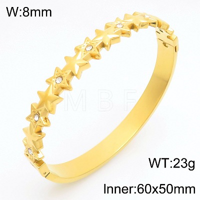 304 Stainless Steel & Crystal Rhinestone Hinged Bangles for Women WGC712A-05-1