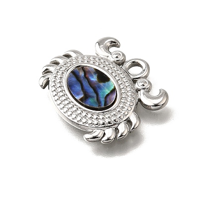 304 Stainless Steel Pave Natural Paua Shell Pendants STAS-C122-21B-01P-1
