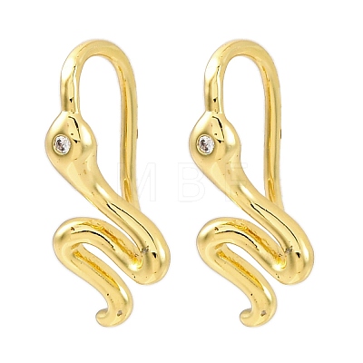 Snake Brass Micro Pave Cubic Zirconia Dangle Earrings EJEW-G425-04G-01-1