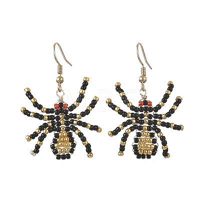 Halloween Glass Seed Bead Dangle Earrings EJEW-MZ00769-04-1