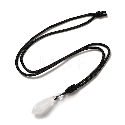 Cone Natural Quartz Crystal Pendant Necklace with Nylon Rope for Women G-H286-08D-1