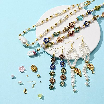 DIY Imitation Pearl Earring Bracelet Necklace Making Kit DIY-FS0003-09-1